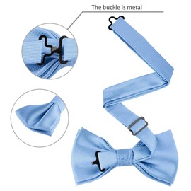 Allegra K Men's Solid Color Pre-Tied Bow Tie with Matching Pocket Square Set for Wedding Party One Size Sky Blue