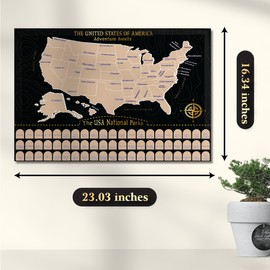 Scratch Off Map of United States - All 63 US National Parks Scratch Off Poster, Travel Map Kit, Journal Gifts for Travelers, Journal Gifts for Travelers by MUSEMORY