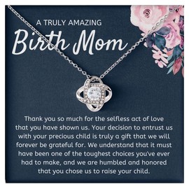 Birth Mom Necklace Message Card Box Love Knot Standard - Your Decision To Entrust - Appreciation Motherhood Pregnancy from Adoptive Parents