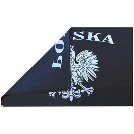 Polska Poland Eagle Blackout Premium Quality Heavy Duty Fade Resistant 3x5 3'x5' 100D Woven Poly Nylon Flag Banner Grommets