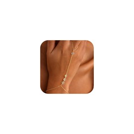 Fimhut Gold Bracelets for Women - 14K Gold Plated Hand Link Chain Bracelets Waterproof Gold Bracelet Jewelry for Women Gifts