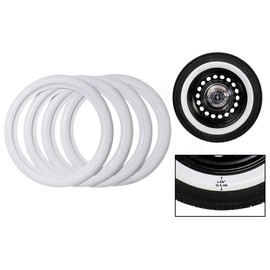 13" Tire Side White Wall Portawall Topper Rubber Tire Ring Set of 4 100% Rubber Insert Trim Set