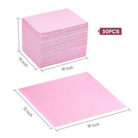 Makartt Disposable Nail Mats: 50 Pieces Pink Fordable Nail Paper Towels for Table Acrylic Nail Practice Sheet 3 Ply Waterproof Nail Art Table Mats Clean Pads for Salon Manicure Tattoo