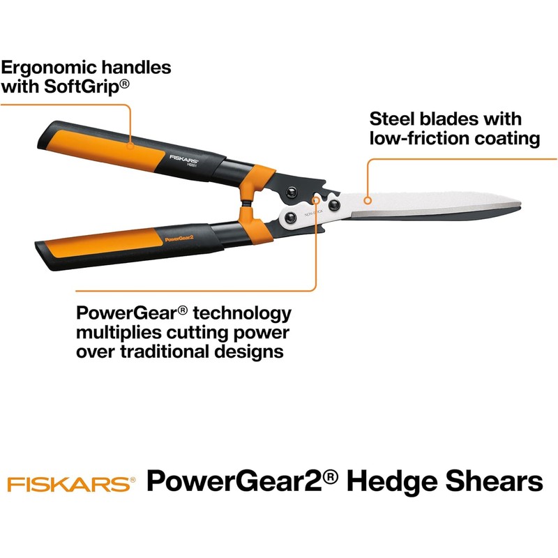 Fiskars 23" Hedge Shears, Hedge Clippers with PowerGear2 Technology that