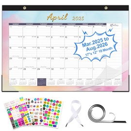 Gannyfer 2025 Desk Calendar, Monthly Magnetic Desk Calendar March 2025 - August 2026, 18 Month Yearly Desktop/Wall Calendar with Stickers Plastic Cover Hanging String, for Office, Home or School, 17" x 12"