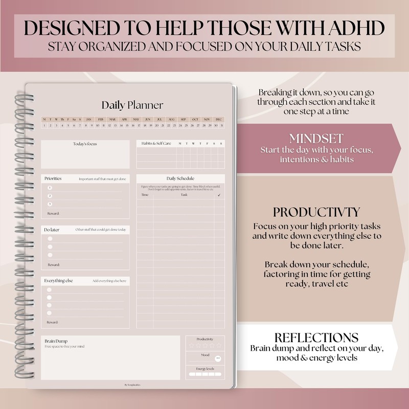 ADHD Daily Planner for Neurodivergent Adults - Productivity Daily Planner