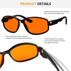 BFOCO 100% Blue Light Blocking Glasses With Metalless & Screwless Spring Hinges for Men - Orange Amber Tinted Blue Blockers Eyeglasses (Glossy Transparent)