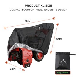 Himal Outdoors Snow Blower Cover-600D Heavy Duty Polyester,Waterproof,UV Protection,Universal Size for Most Electric Two Stage Snow Blowers 58" L x 33" W x 52" H(XL)