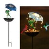 YZYOE Solar Powered Frog Holding an Umbrella Feeding Light, Garden