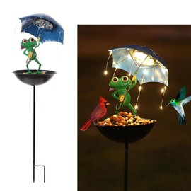YZYOE Solar Powered Frog Holding an Umbrella Feeding Light, Garden Decoration Iron Cute Frog Holding an Umbrella Floor lamp, Wireless Dusk to Dawn LED Light Waterproof.