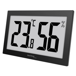 Technoline WS9465 Office Thermometer, Hygrometer, Temperature and Humidity Monitoring, Very Easy to Read Display, Black, with Jumbo LCD for Office, Hotel Foyer