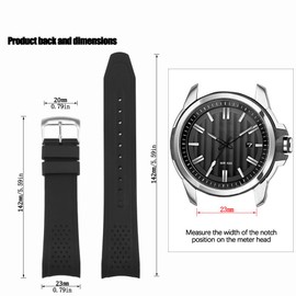 MCXGL 23mm Silicone Replacement Band Compatible with Citizen Men's Eco-Drive Weekender Strap AW1150-07E AW1158-05L Blue Rubber Curved End Diver Bracelet (Blackband Steelbuckle)