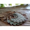 ✿ Feather wreath patina copper feather earrings✿ Exceptional side earrings
