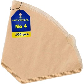 Pack of 100 Paper Filters for Coffee Size 4 Monteral