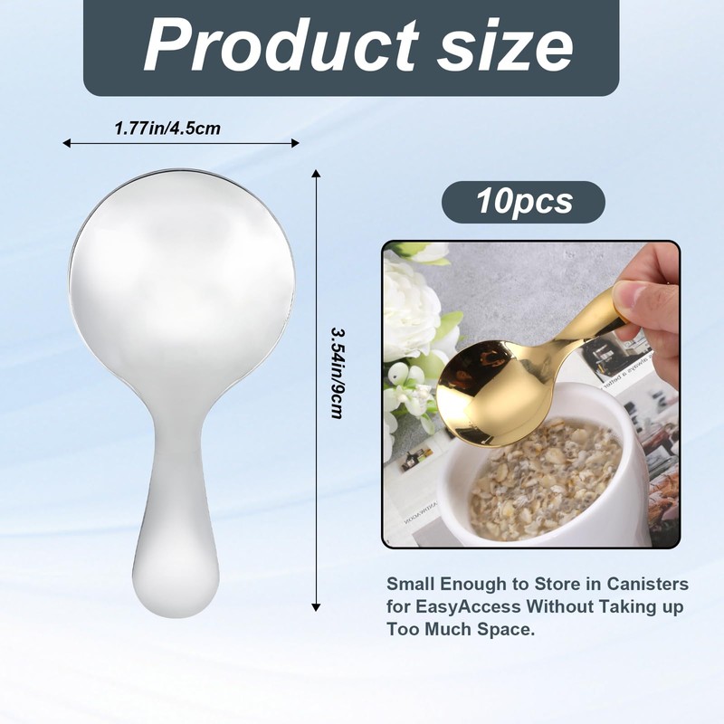 Binxus 10 Pcs Stainless Steel Mini Round Spoons Gold &