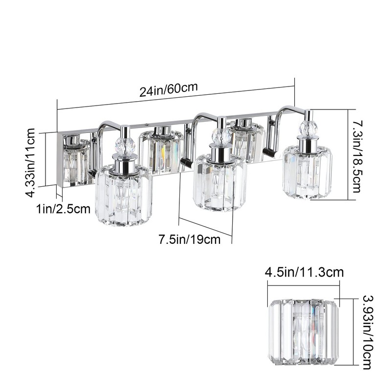 Ralbay Crystal Vanity Light Fixtures 3 Light Modern Crystal Bathroom