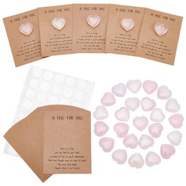 UNICRAFTALE 40Pcs Natural Stones Keepsake Exchange Relationship Cards Heart Love Stones Pocket Palm Stone for Reiki Ealancing with Round Dot Double Sided Tapes for Colleagues Family