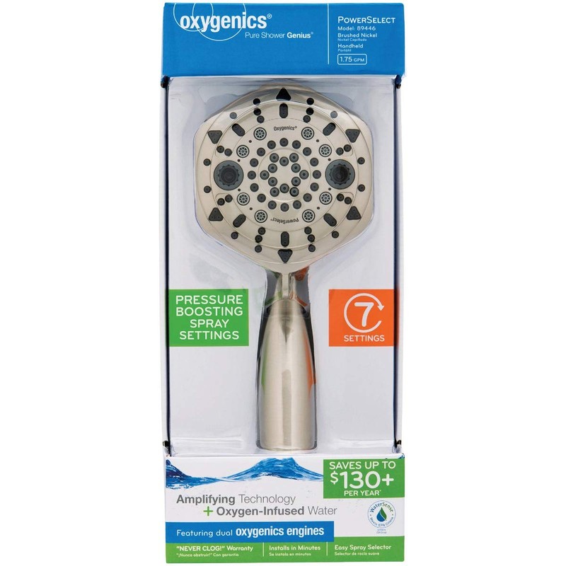 Shower Head Oxygenics 7 Spray Handheld PowerSelect Nickel Finish
