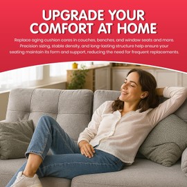 FOAMYFOAM High Density 3 inch Thick, 24 inch Wide, 72 inch Long Upholstery Foam, Cushion Replacement