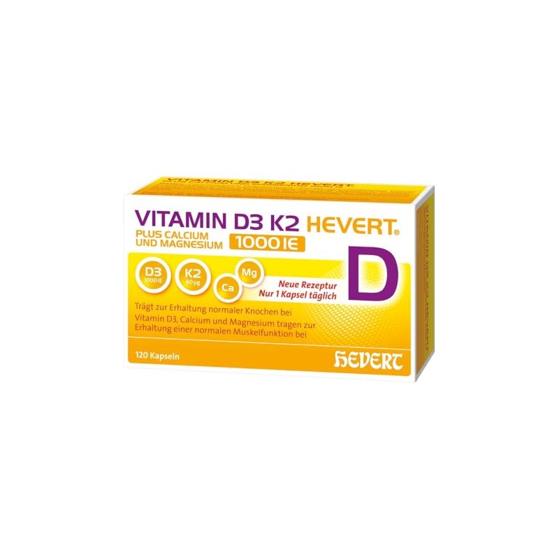 Vitamin D3 K2 Hevert plus Calcium and Magnesium 1,000 IU