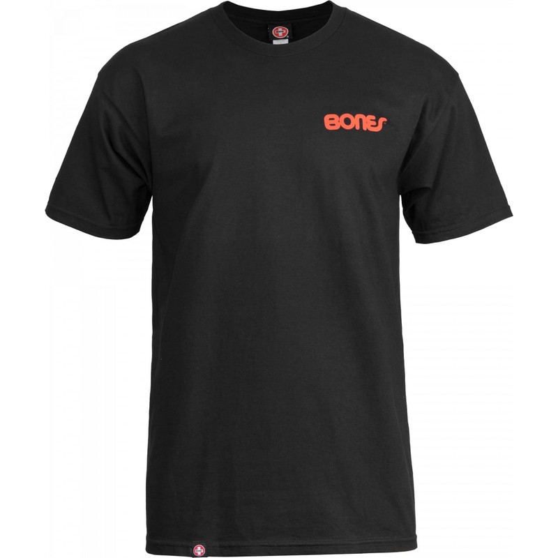 Bones Bearings Swiss Text Black T-Shirt, Medium