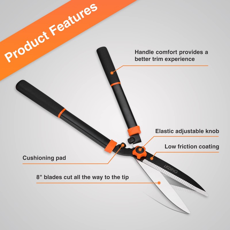 LKDING Lightweight Hedge Shears Manual Hedge Clippers for Trimming Borders
