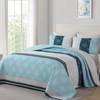 DJY Quilt Set King Size Light Blue Boho Striped Floral
