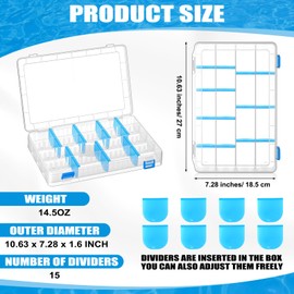 Wonderjune 6 Pack 3600 Fishing Tackle Box with Removable Dividers Clear Plastic Tackle Trays Fishing Lure Organizer Box Adjustable Dividers Storage Trays for Bait Lure Parts Bead Small Tools