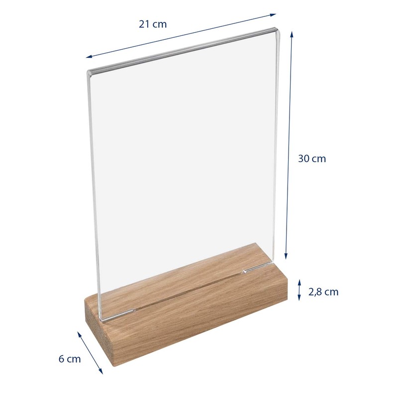 HMF 46944 Acrylic Table Stand with Wooden Base DIN A4