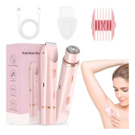Electrica Doble Afeitadora Corporal 2 En 1 Para Mujer, Depiladora Eléctrica Mujer, Rasuradora Mujer, Uso En Seco Y Húmedo, Adecuada Para La Cara, Labios, Barbilla, Axila Y Piernas (rosa) Bikini