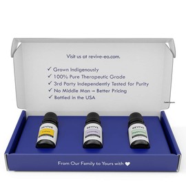 REVIVEEO Top 3 Essential Oils Kit by Revive Essential Oils -100% Pure Therapeutic Grade, for Diffuser, Humidifier, Massage, Aromatherapy, Skin & Hair Care - Cruelty Free - Unrefined Oils with No Fillers