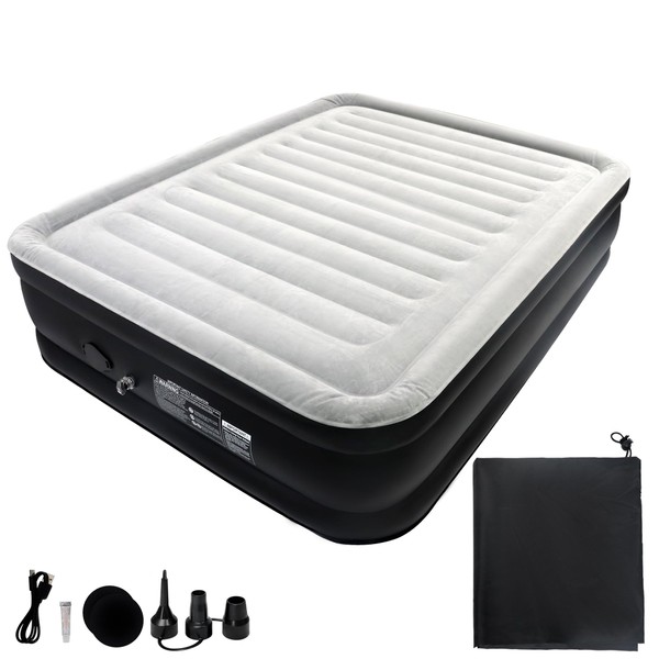 XMTECH Air Bed 2 Person Air Mattress Self-Inflating with Integrated Electric Pump, Inflatable Mattress for Camping & Guest Bed, 195 cm x 152 cm x 46 cm