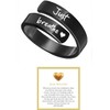 Dainty Just Breathe Ring for Women,Adjustable Inspirational Engraved Heart Stainless