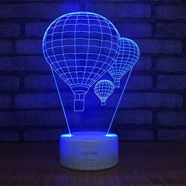Globo de aire caliente, luz nocturna 3D visual LED de computadora, globo de fuego, juguete para decoración de la habitación del hogar, 7 colores cambiantes, regalo de cumpleaños, regalo de Navidad para niños y adultos