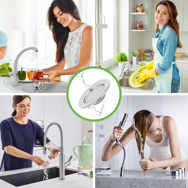 Sink Strainer 3Pcs Stainless Steel Kitchen Sink Plug Fine Mesh