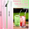 Jingmore 12 Pcs Pink and Green Straws Reusable Cute Bows