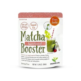 MAEDA-EN Matcha Booster Sweetened Green Tea Powder 80g Japanese Origin Resealable Pouch for Latte Smoothies and Baking 27142 1pk