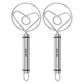 Piuluvor® Pack of 2 Danish Dough Whisk Premium 304 Stainless Steel Dough Whisk Heart-Shaped Dough Whisk Bread Dough Whisk for Bakery Products
