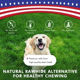 Pawfetto Premium Natural Flavored Beef Cheek Maxi Rolls for Dogs, No Hide Chews Long Lasting Extra Thick Treats Bones, Collagen Rawhide Alternative 11”-12” (Pack of 5)