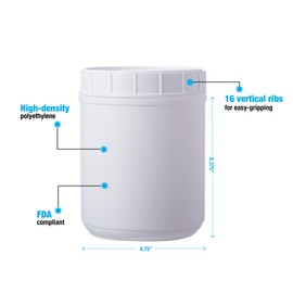 Consolidated Plastics 42591 HDPE Canister, White, 60 oz., 12 Piece