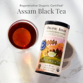 The Republic of Tea – Organic Assam, 36 Naturally Caffeinated Black Tea Bags, Regenerative Organic Certified