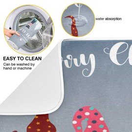 Absorbent Reversible Dish Drying Mat Gnomes Christmas Print Heat Resistant Eco-Friendly Mat for Kitchen