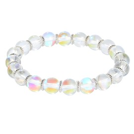 C·QUAN CHI Women Stretch Bracelet Moonstone Beaded Bracelet Strand Bracelet Good Luck Bracelets