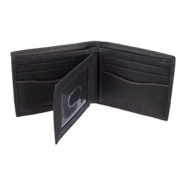 Guess Men's Leather Passcase Wallet, Black/White, One Size