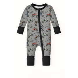 ITSY BITSY BOUTIQUE Viscose Bamboo Baby Pajamas - Boys and Girls Footie Sleeper Convertible 2-Way Zipper Sleeper (US, Age, 12 Months, 18 Months, Rebel Racer)