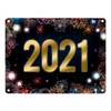 2021 New Year's Eve Metal Sign with Fireworks Motif Rocket