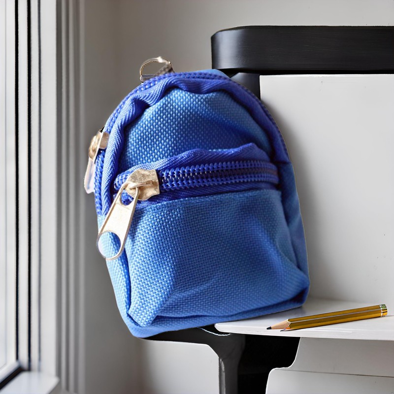 Labriciyon 1Pc Blue Mini Doll Backpack School Bag Model Dollhouse
