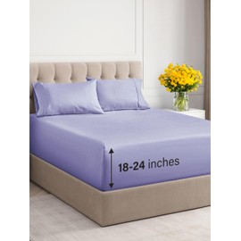 CGK Unlimited Extra Deep Pocket Queen Sheets- 4 Piece Breathable & Cooling - Hotel Luxury Sheet Set- Soft, Wrinkle Free & Comfy- Easily Fits Extra Deep Mattresses- Lavender Sheets Set