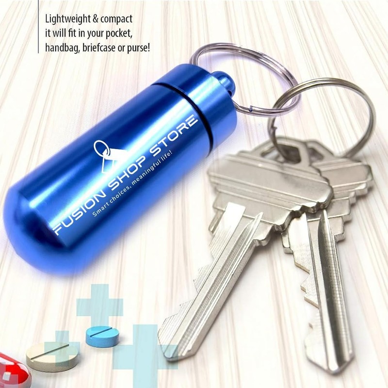 Fusion Shop Mini Keychain Pill Container - Compact Silver Key