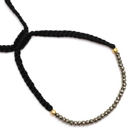 Gempires Natural Pyrite Threader Braided Bracelet, Healing Stone, Dailywear Beads Bracelet, 8-inch (Pyrite)